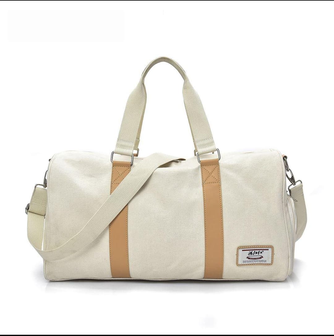Canvas duffel, webbing straps