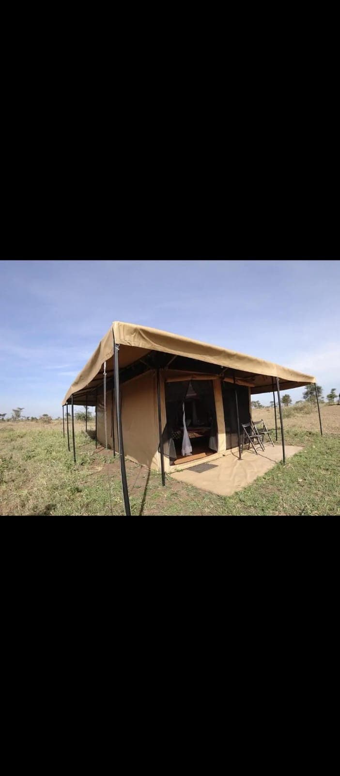 Safari tent, open-air interior