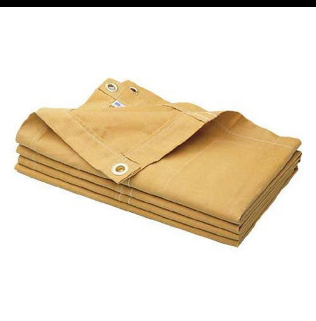 Folded canvas tarpaulin, brass eyelets