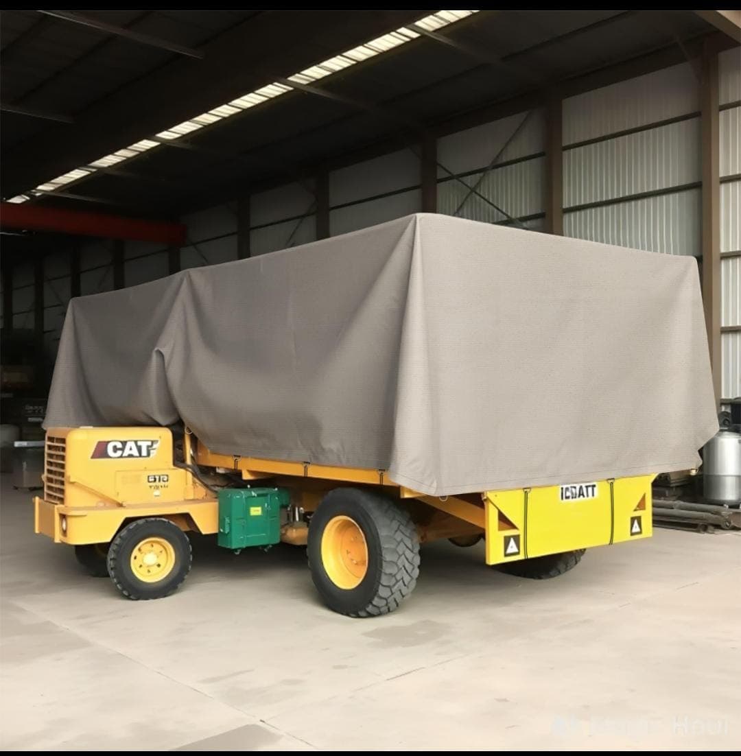Covered dump-truck bed, site vehicle