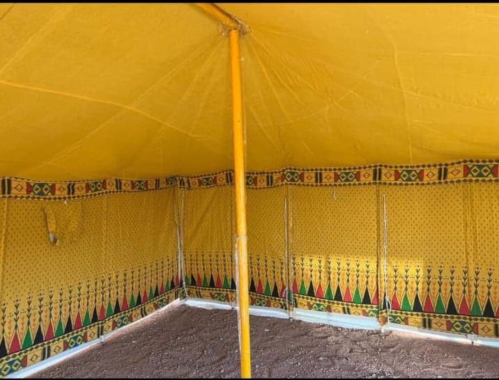 Printed shamiana interior, block-print border